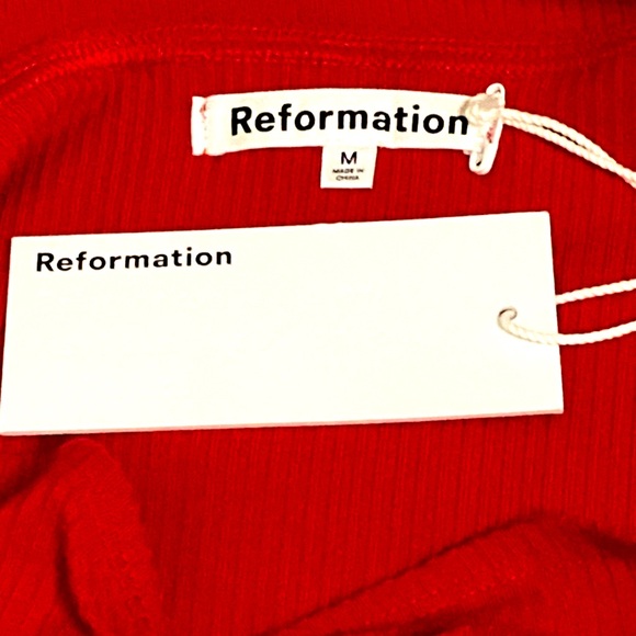 NWT Reformation Formosa Cherry Red Knit Dress - Sz M - Picture 7 of 9